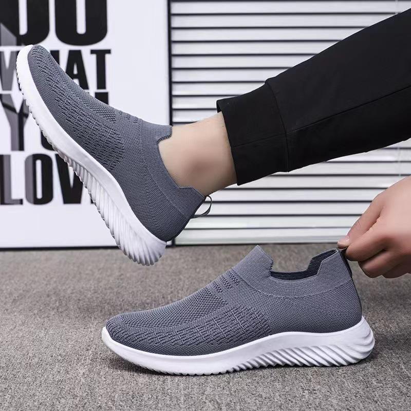 2025 spring and summer models, one-pedal casual shoes, flat-heeled shoes, men's foreign trade models, men's shoes, socks, fly-woven breathable spor