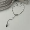 Black Acrylic Rhinestones Pendant Neckchain Alloy Chain Collarbone Necklace Stylish Jewellery Piece for Long Time Wear