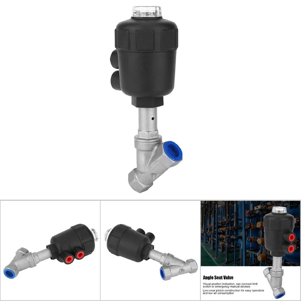 Angle Seat Valve Air Actuated Thread Connection Stainless Steel Thickened Plastic Case Steam Valve1 2in DN15