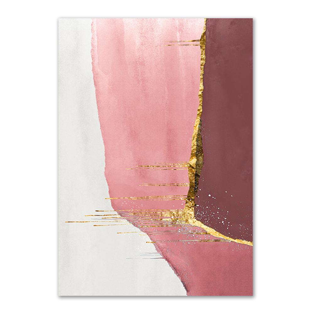 Abstract Gold Foil Modern Lines Pink Canvas Art Paintings For Living Room Bedroom Posters And Prints Wall Poster Home Decor