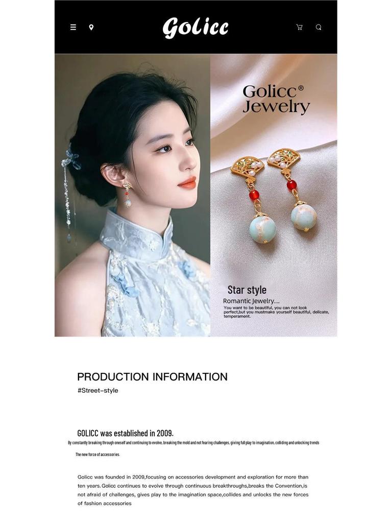 2025 Trendige Cheongsam-Hängeohrringe aus Naturstein: Damenaccessoires im chinesischen Stil