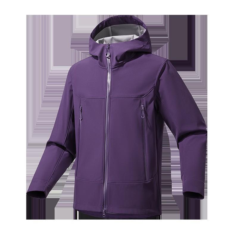 New Autumn and Winter Soft Shell Jacket Hooded Men and Women Outdoor Mountaineering Suit Windproof Water Splashing Sports Jacket Jacket