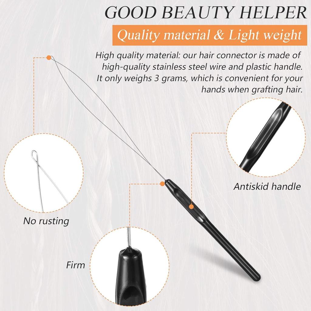 100 Pieces Hair Extension Tools and Bead Device Tool for Hair or Feather Extensions Supplies,DIY Wig Hook Tool Loop Tools