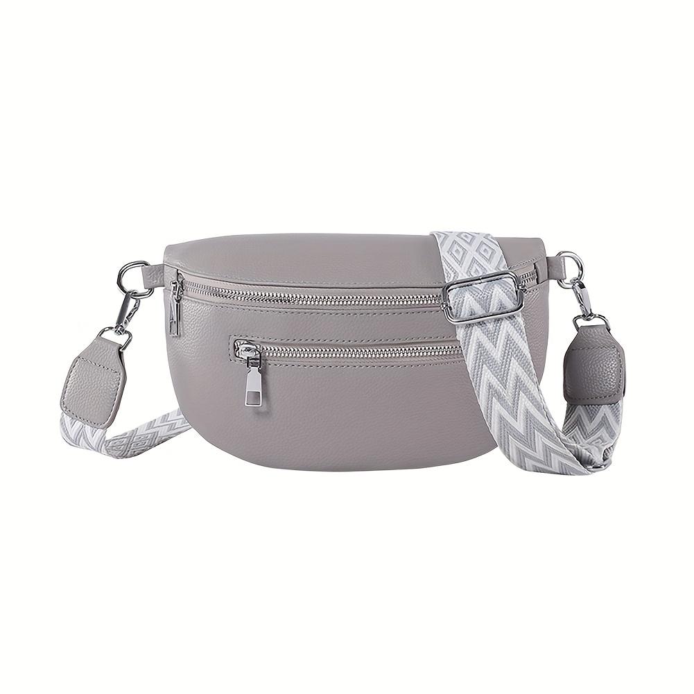 

Women Retro Belt Bag Casual Bum Bag with Multi Pockets Polyester Lining Zipper Closure Solid Color Chest Bags for Travel Outdoor сірий колір