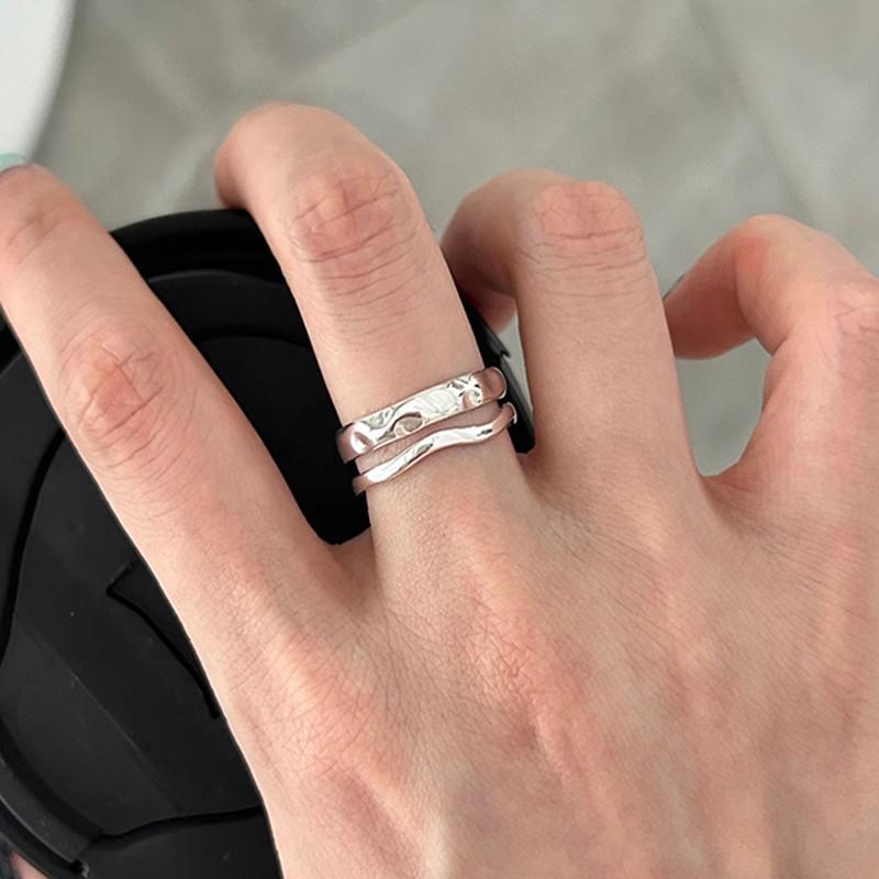 Adjustable Double Layer Irregular Texture Ring - Versatile and Stylish Women s Fashion Index Finger Ring Open Adjustable