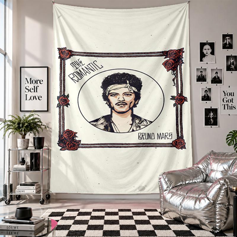Wall TapestryBruno Mars Art Hanging Cloth Decorative Background Cover for Room Decoration