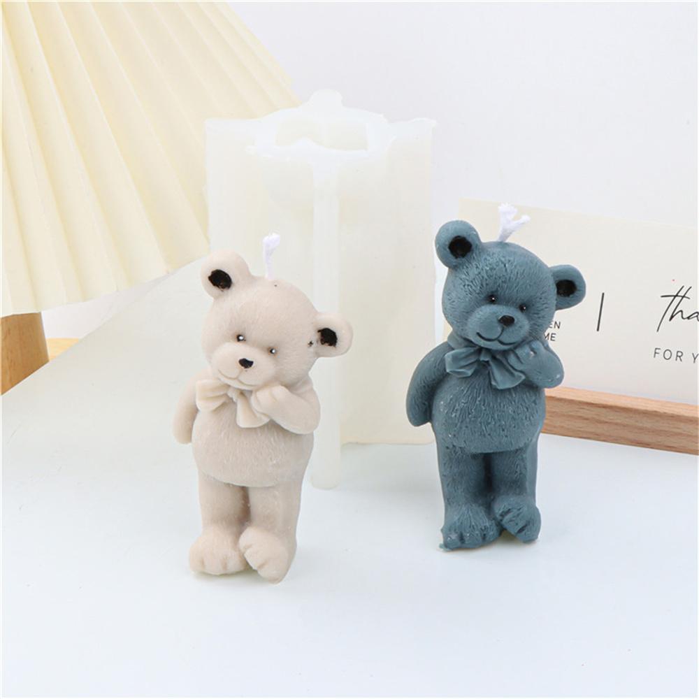 Niedlicher Bär Silikon Kerzenform DIY Umarmung Herz Paar Bär Duftkerzenherstellung Harz Seife Kuchenform Geschenke Handwerk Heimdekoration