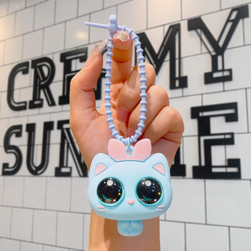 Cartoon Braided Girl Squeeze Eye-popping Decompression Artifact Cute Keychain Pendant Internet Celebrity Decompression Trinket Doll