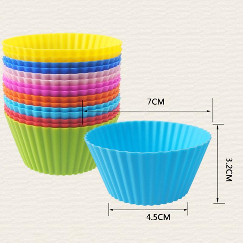 12 pezzi Stampo per piccole tazze di torta in silicone resistente alle alte temperature circolare Stampo per budino e gelatina per friggitrice ad aria Stampo per pasticceria da cucina