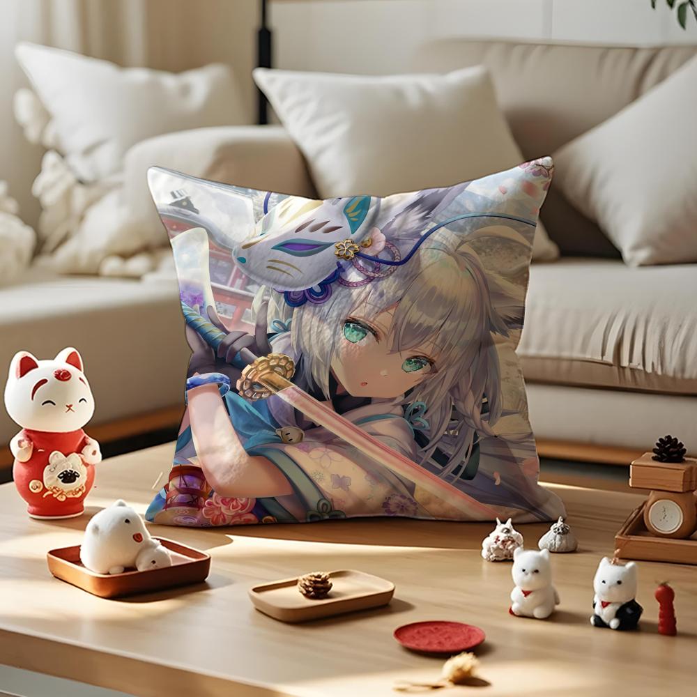 SShirakami Fubuki Pillow Case Antidustmite Pillowcase Invisible Zipper Silky Short Plush Sofa Cushion Cover