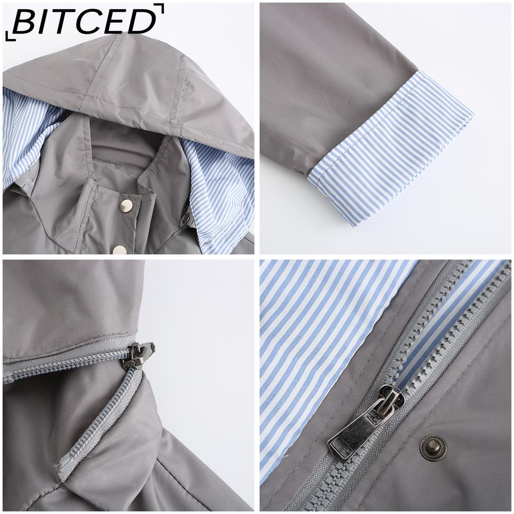 BITCED Autumn/Winter Detachable Hood Trench Coat Plus Size Women's Raincoat