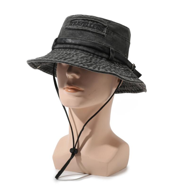 

Men Women Vintage Washed Leather Belt Buckle Hiking Hat Wide Brim Bucket Hats 2026 Trendy Outdoor Travel Camping Fishing Caps