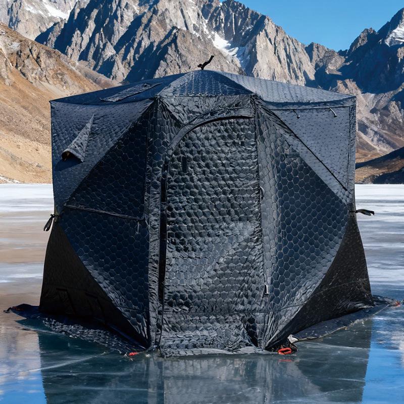 Pentagonal Winter Outdoor Sauna Tent: Portable Steam & Sweat Box for Ice Fishing and Medicinal Bath.