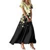 Women's Loose Casual V-Neck Short Sleeved High Waisted Print Dress