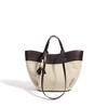 Bag Women's Contrast Color Retro Soft Leather Linen Large Capacity Tote Bag Portable Shoulder Underarm Bag
