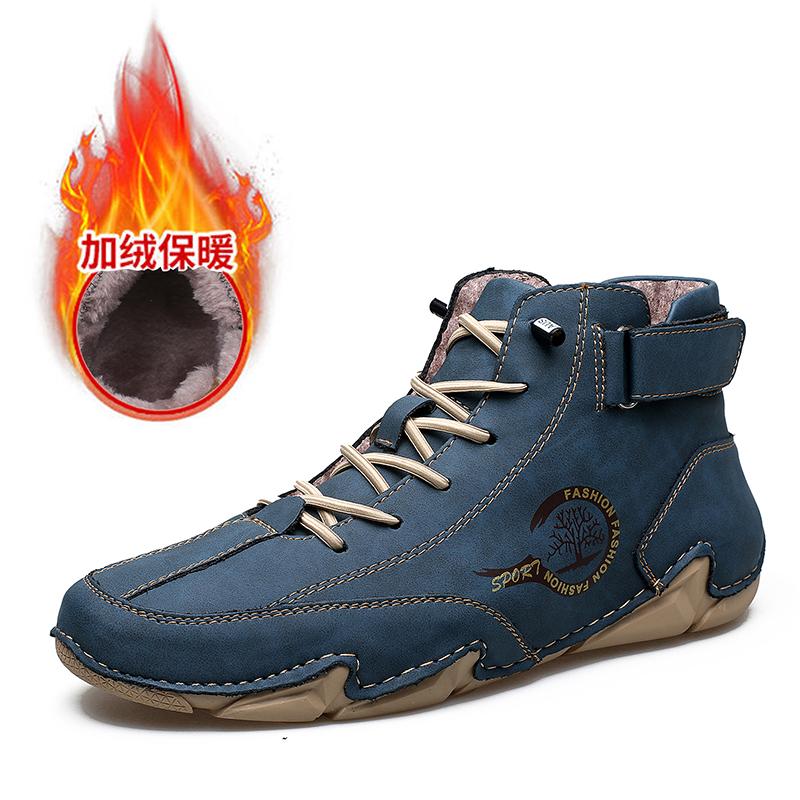 Autumn Winter Handmade Split Leather Boots Men Shoes Comfortable Ankle Boots For Men Casual Shoes Moccasins Men Boots