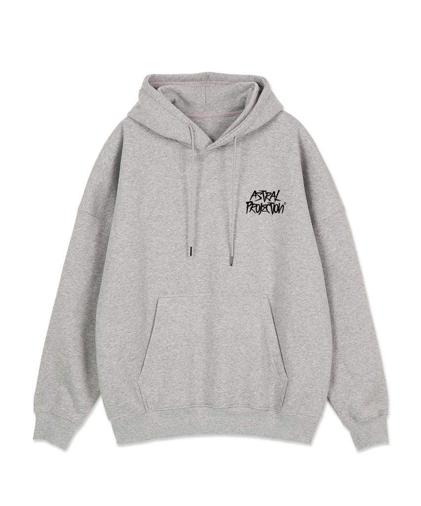 Graffiti Lettering Oversized Wide Shoulder Hoodie_Melange