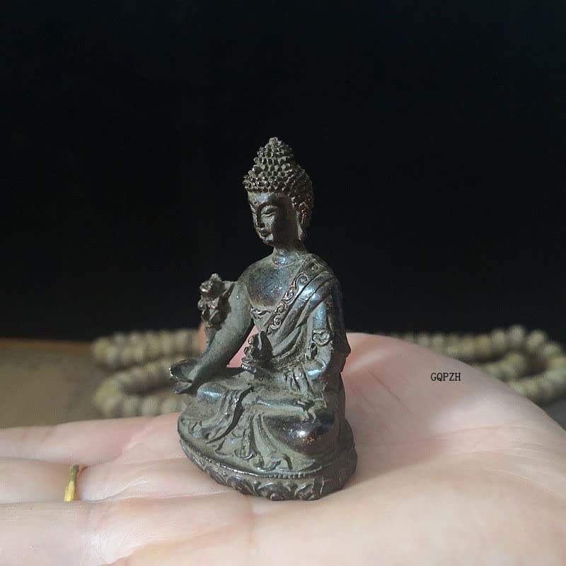 Miniature Buddha Statue of Yakushi Nyorai Antiqued Protective Principal Deity for and Rinzai Made of Promotes Recovery from Protection from and Good