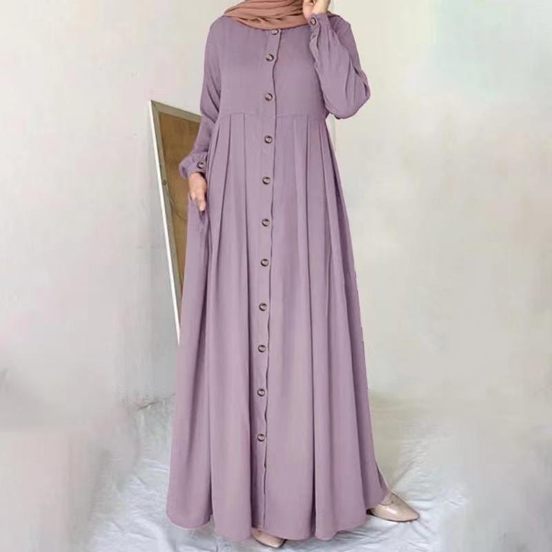 Rochie cămașă maxi tunică cu mânecă lungă Abaya Dubai pentru femei