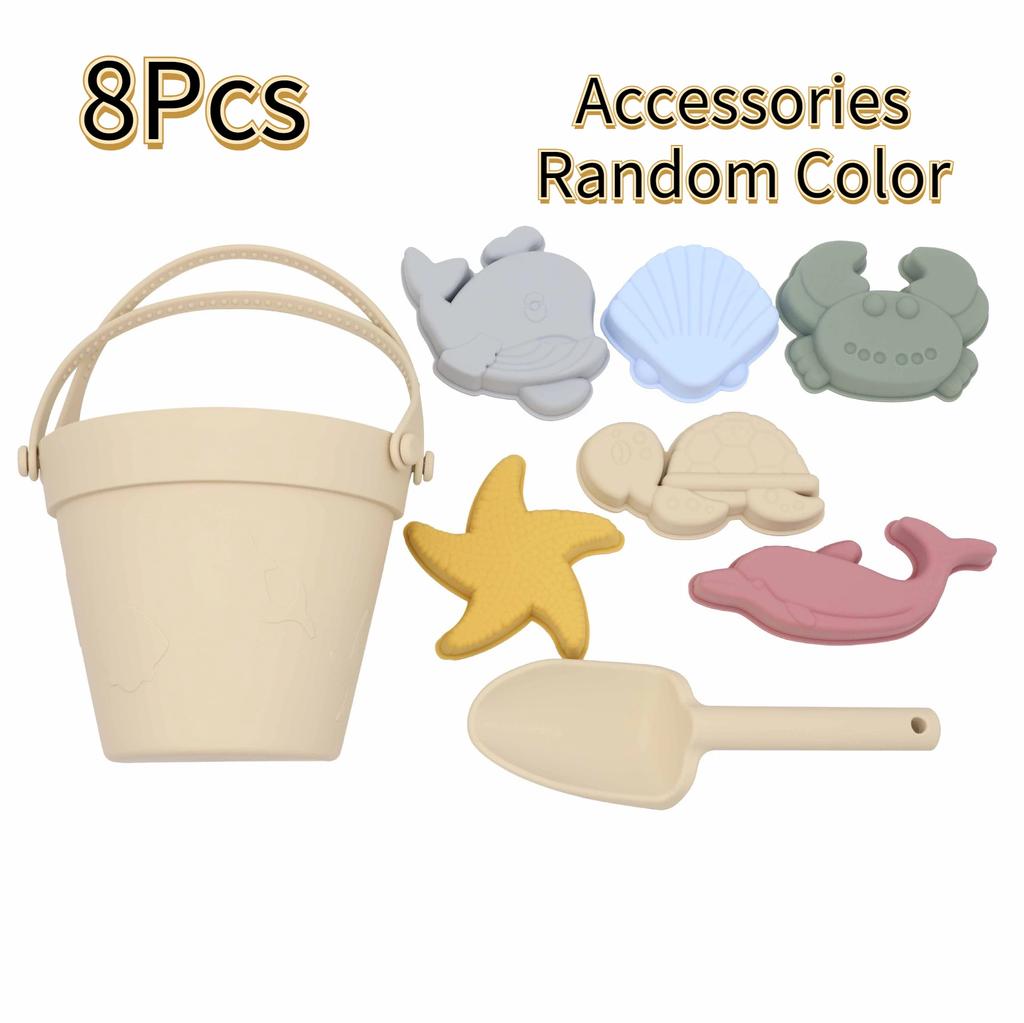 8Pcs Summer Beach Toys Kids Soft Silicone Sandbox Set Beach Game Silicone Sand Toys for Toddlers Kids Swim GameToddlers