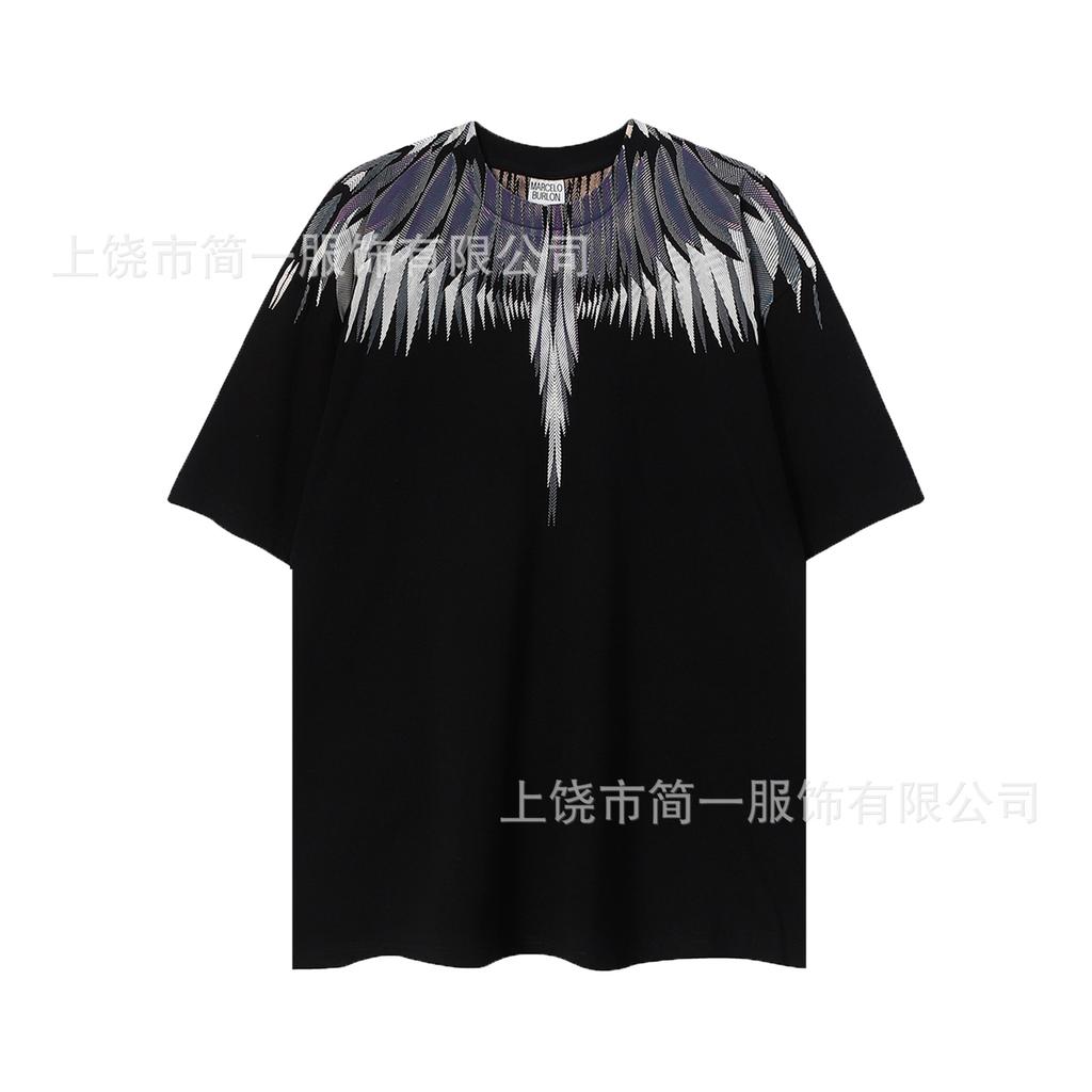 Summer Men's and Women's Same Fashion Trend T-shirt Personalized Trend Wing Printing Comfortable and Simple