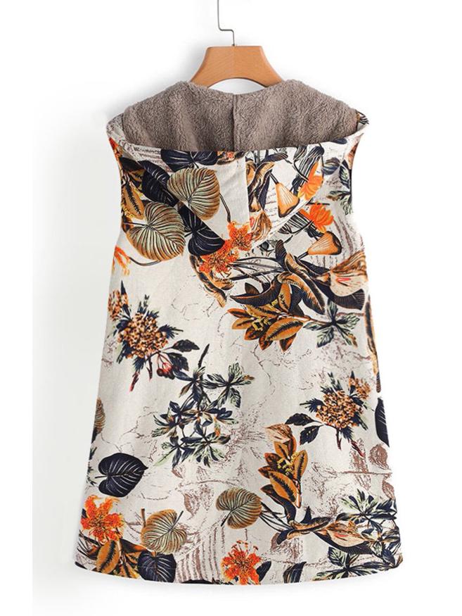 Damen-Weste im Retro-Stil mit Kapuze, ärmellos, Plüsch, Baumwolle und Leinen, für Herbst/Winter