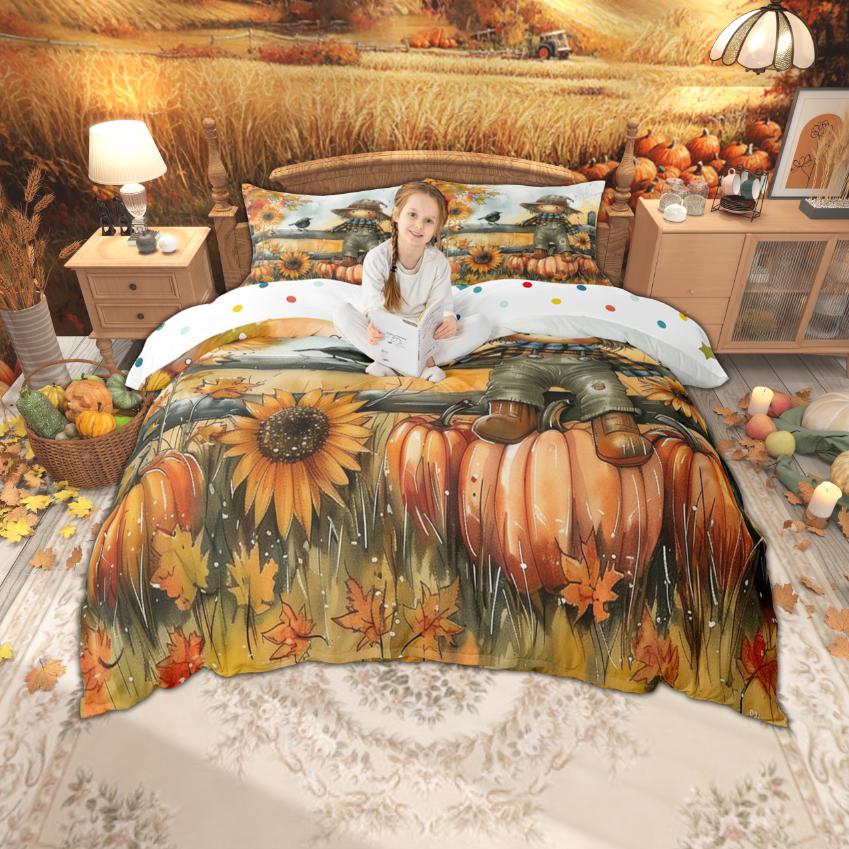 Comforter Homewish Thanksgiving Day For Children Pumpkin Turkey Bedding Set Autumn Festival Bedroom Set Room Decor