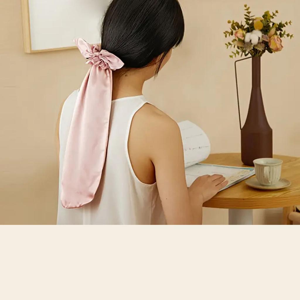 Bonnet for Sleeping Daily Usage 2 In 1 Hair Ties and Curly Hair Bonnet with Elastic Scrunchie Pink