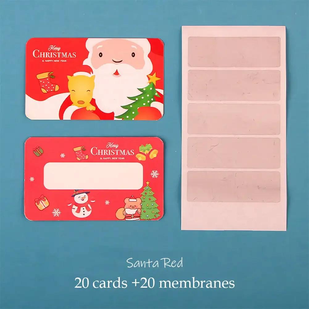 20pcs Cartoon Christmas Scratch Card Children's Christmas Handwritten Interactive Scratch Award Card Reward Lucky Scratch Decor