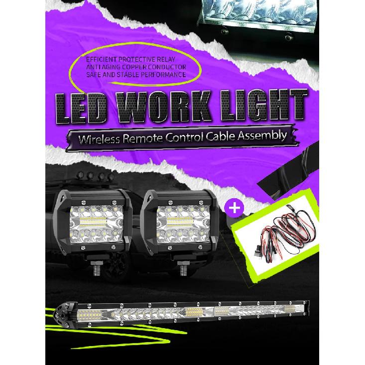 2 In 1 4x4 Off Road LED Light Bar Pods 4inch 21inch Remote Control Cable Group Fog Driving Work Light For Auto ATV Truck Jeep