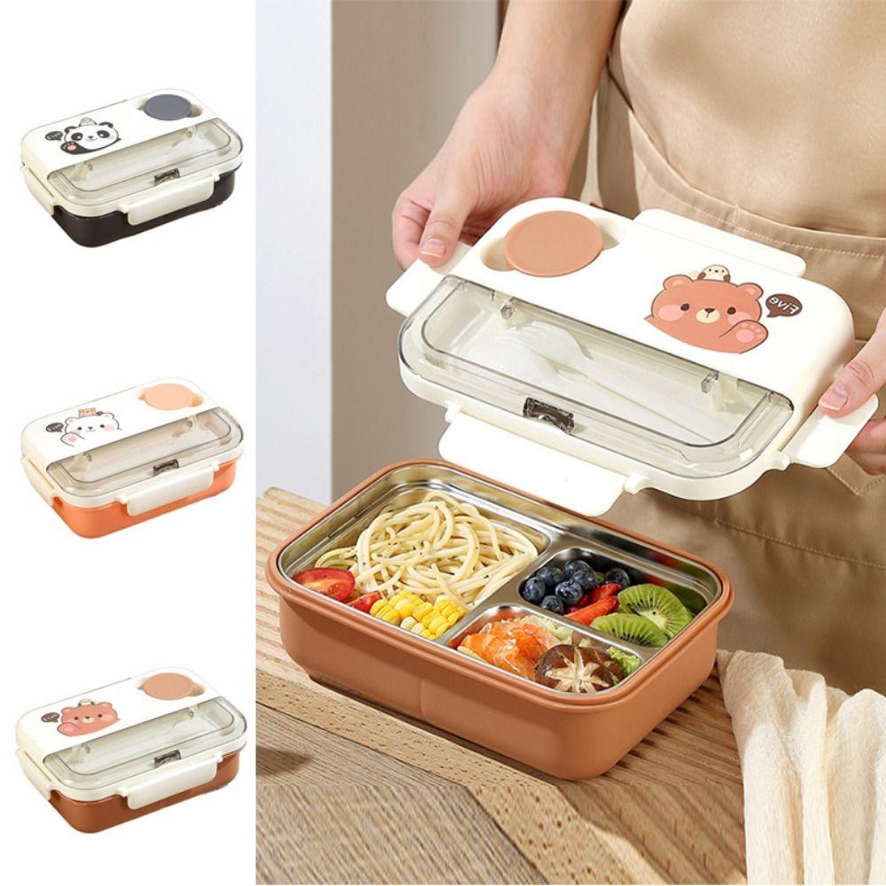Stainless Steel Cartoon Kid's Lunch Box Portable Breakfast Boxes Divides Food Container  Camping