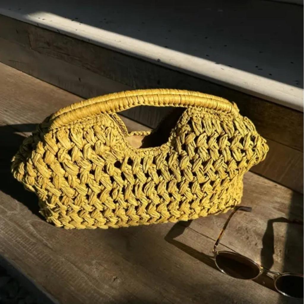 Women Straw Crossbody Bag Clutch Purse Weaving Shoulder Bag Versatile Beading Handbag Rattan Boho Summer Beach Woven Bag