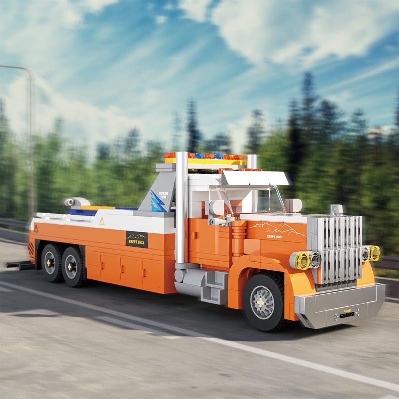 Heavy Duty Wrecker Tow Truck Building Blocks US Style Trailer Rescue Vehicle Model DIY Assembly Toy Desktop Decor Ornament Gifts
