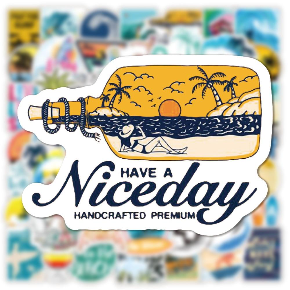 50 ks nálepek na surfování pro dospívající dívky Nálepky na surfovací notebook na láhve na surfovací prkno Vodotěsné vinylové nálepky na surfovací prkno Balíček nálepek na surfování