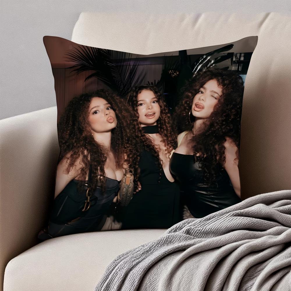 Hot Charismatic Celebrity KKalogeras Sisters Cushion Cover Pillowcase Antidustmite Invisible Zipper Short Plush Sofa Cushion