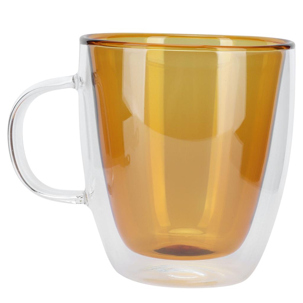 2Layer Cylindrical Coffee Cup HeatResistant Transparent Milk Mug for Home School (Lake Green Liner )