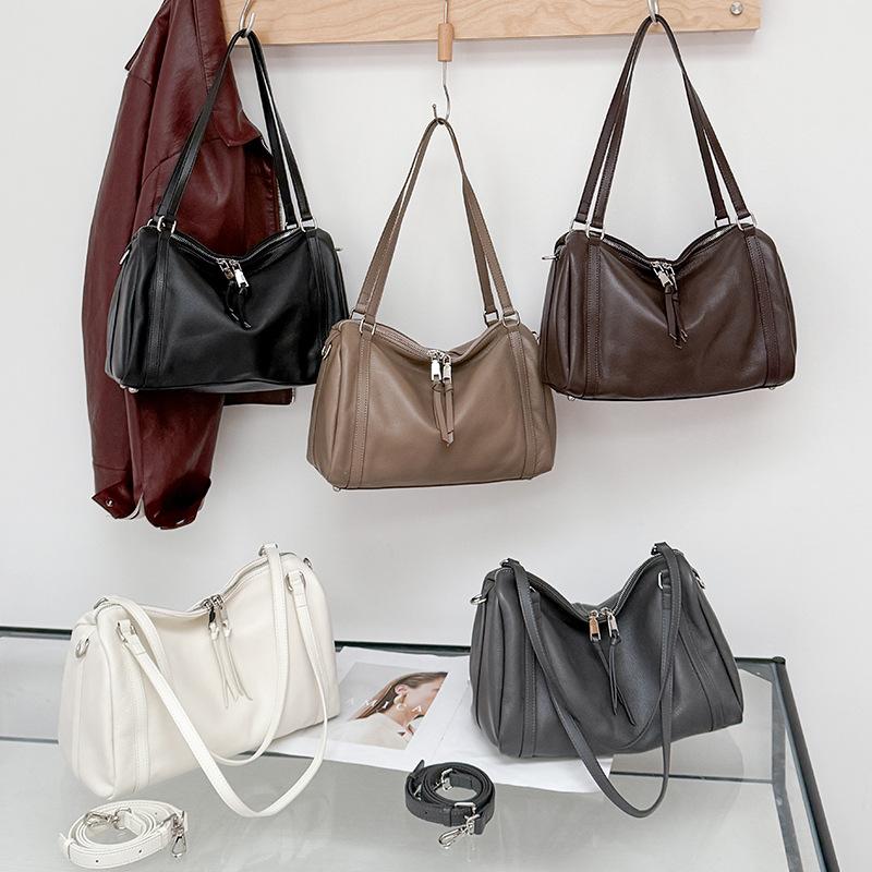 Top Layer Cowhide Large Capacity Underarm Bag for Women 2025 New Lazy Style Genuine Leather Tote Bag Fashion Simple Shoulder Bag