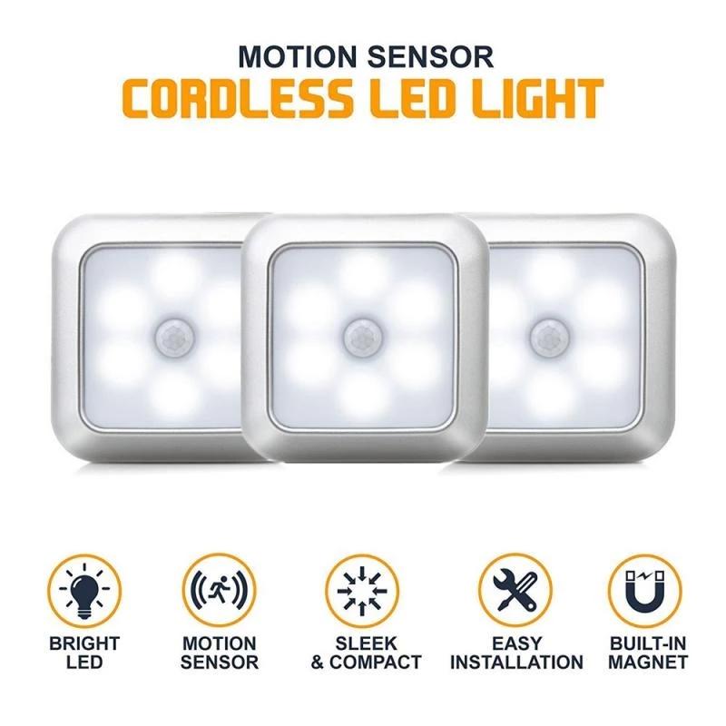 Battery Powered Motion Sensor Night Light Wall Lamp For Cupboard Toilet Home