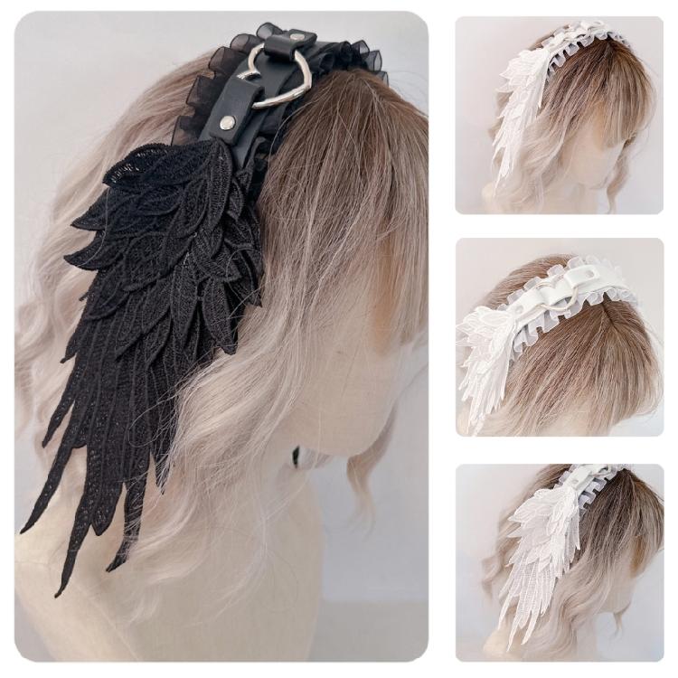  Angel Wing Hairband Cosplay Headband Women Anime Lace Hairhoop Party Supply Role Play Dress Up 2000s Girl Headpiece