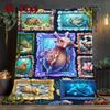 Ocean Frame Collection 2D Flat Pattern Flannel Blanket, High Quality All Seasons, Home Decor, Warmth and Comfort, Perfect for Christmas Gifts.