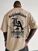 Summer 2025 New Mens Tshirt with Casual LA Print Pattern and Breathable Polyester Fiber Mens Wear