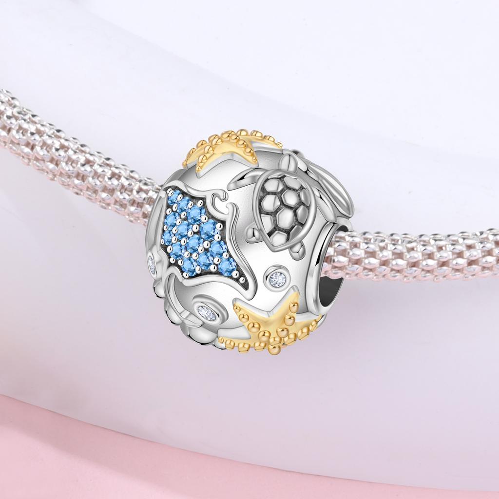 Copper Sea Star Sea Turtle Marine Animal Pendants Bracelet Charms Fit Jewelry Party Beads Diy Fine Gifts Accessory