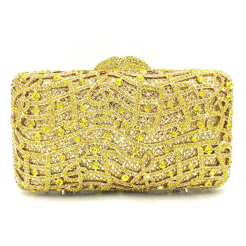 

Musical Note Crystal Evening Clutches Bag Diamond Purses Yellow/Red Music Clutch Bags Silver Rhinestone Prom Purse Women Handbag 18cmX10cmX5.5cm жёлтый