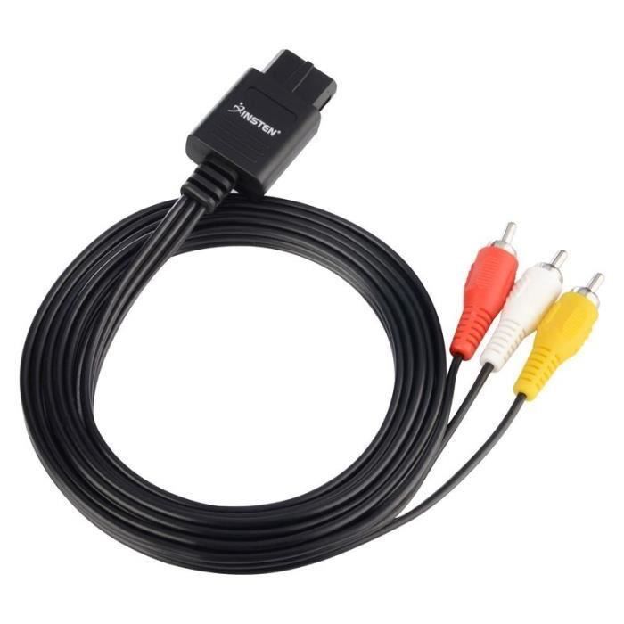 Câble Audio Vidéo AV RCA - INSTEN - 1,8 mètres - Compatible Nintendo 64 et GameCube - Noir
