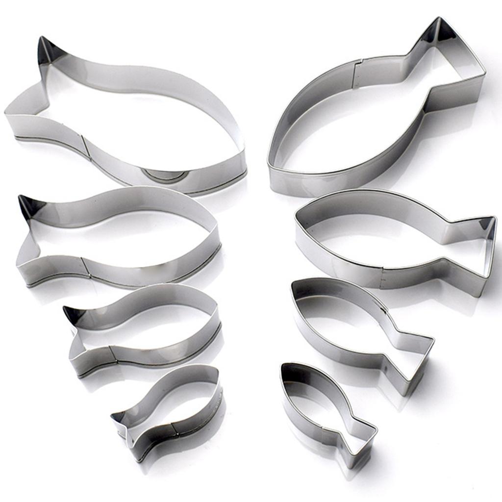 Pack Of 8 Nonrust Metal Fish Cookie Cutters For Baking Cookie Cake Decorating And Pastry Making