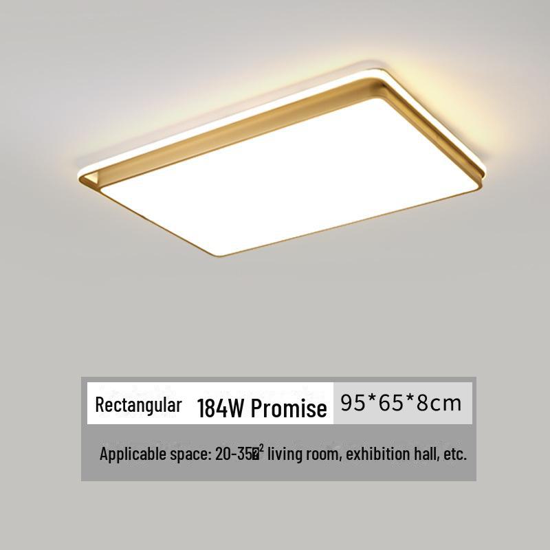 Gold Rectangular Ceiling Lamp Set for Living and Bedrooms