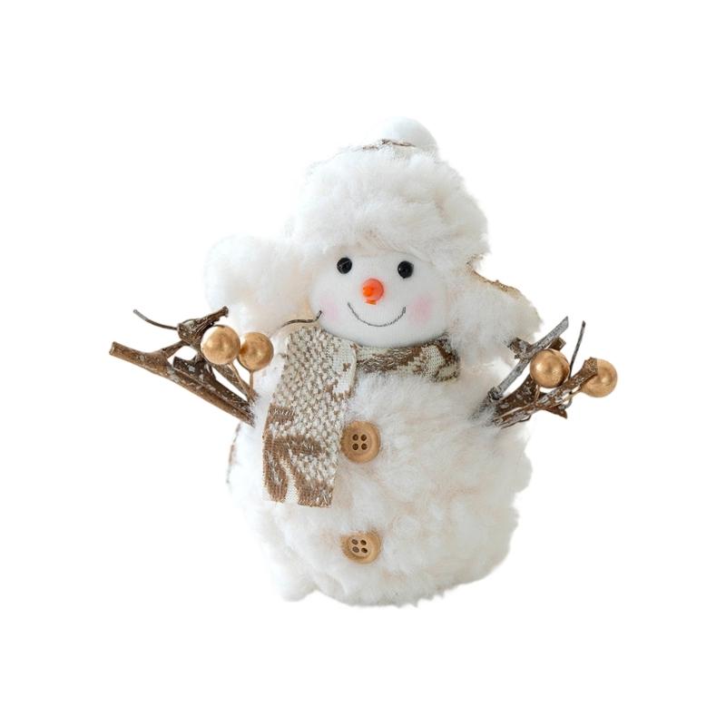 Christmas Snowman Decorations Plush Snowman Doll Tabletop Ornaments Party Supplies for Home Bathroom Kitchen