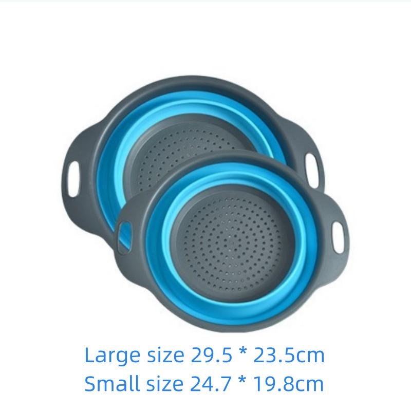 Set 2 Foldable Square Drainage Basket Retractable Filter Basket Vegetable Basket Kitchen Vegetable and Fruit Tray Kitchen Tools