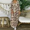 Women's Ladies Loose Plus Size Print Long Sleeve V-neck Long Maxi Dress