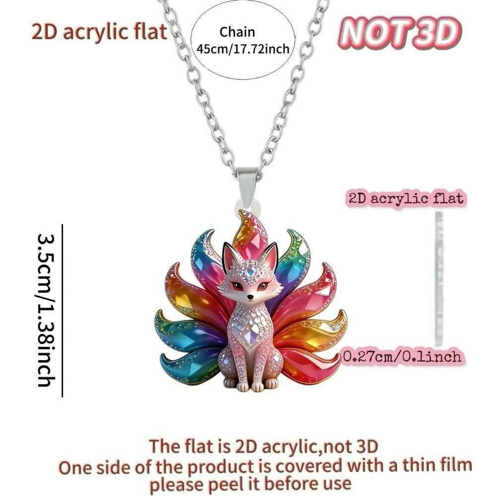 Colourful Shining Fox Pendant Necklace Chinese Style Animal Pendant Necklace  Women Daily Wear